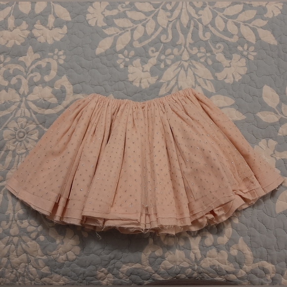 Magpie and Mabel Baby girl pink skirt with small silver sparkle polka-dots. 18m - Picture 1 of 6